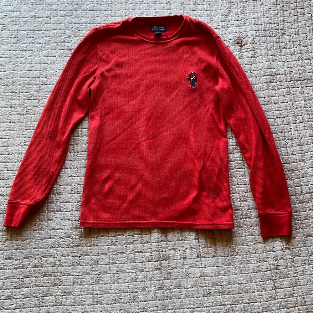 Polo Ralph Lauren Embroidered Bear thermal top sleep wear size small S